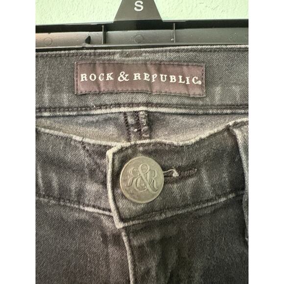 Rock & Republic Women’s 27 Black Skinny Low Rise Denim Stretch Jeans 25x30 - Picture 3 of 6